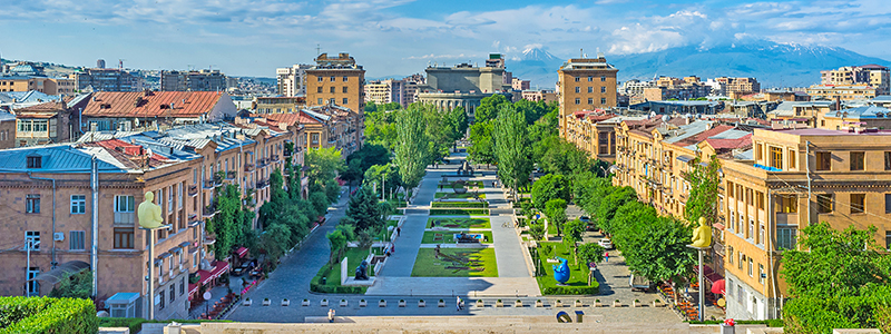 Stadsbild ver Jerevan i Armenien.