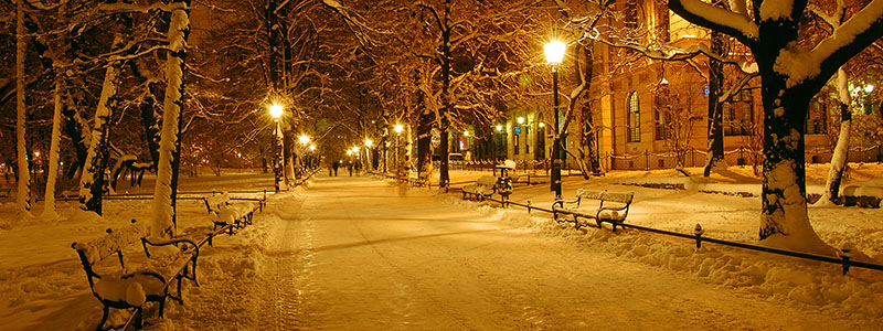 Julstmning i vinterlandskap p julresa till Krakow.