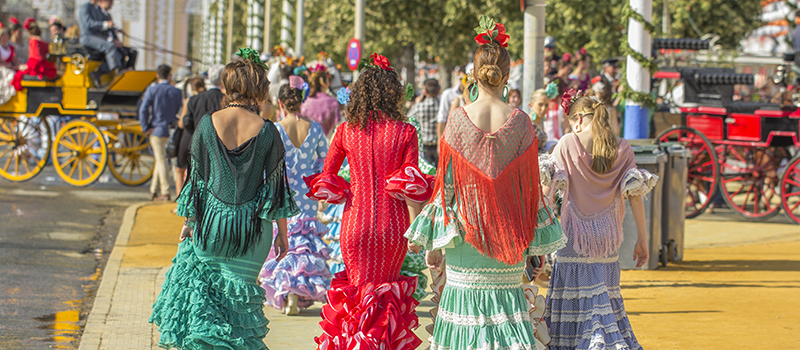 Flamencodansöser på gatan i Spanien.