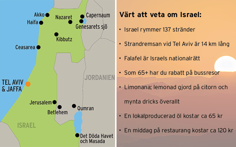 Karta över Israel och värt att veta om Israel.