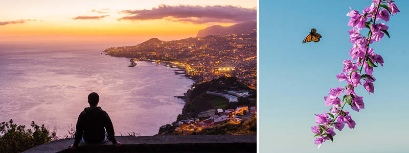 Utsikt i solnedgång på Madeira, Portugal.