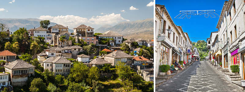 Den UNESCO-listade staden Gjirokastër i Albanien.