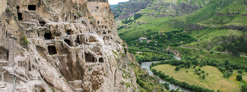 Grottbyn Vardzia p en resa till Georgien och Armenien.