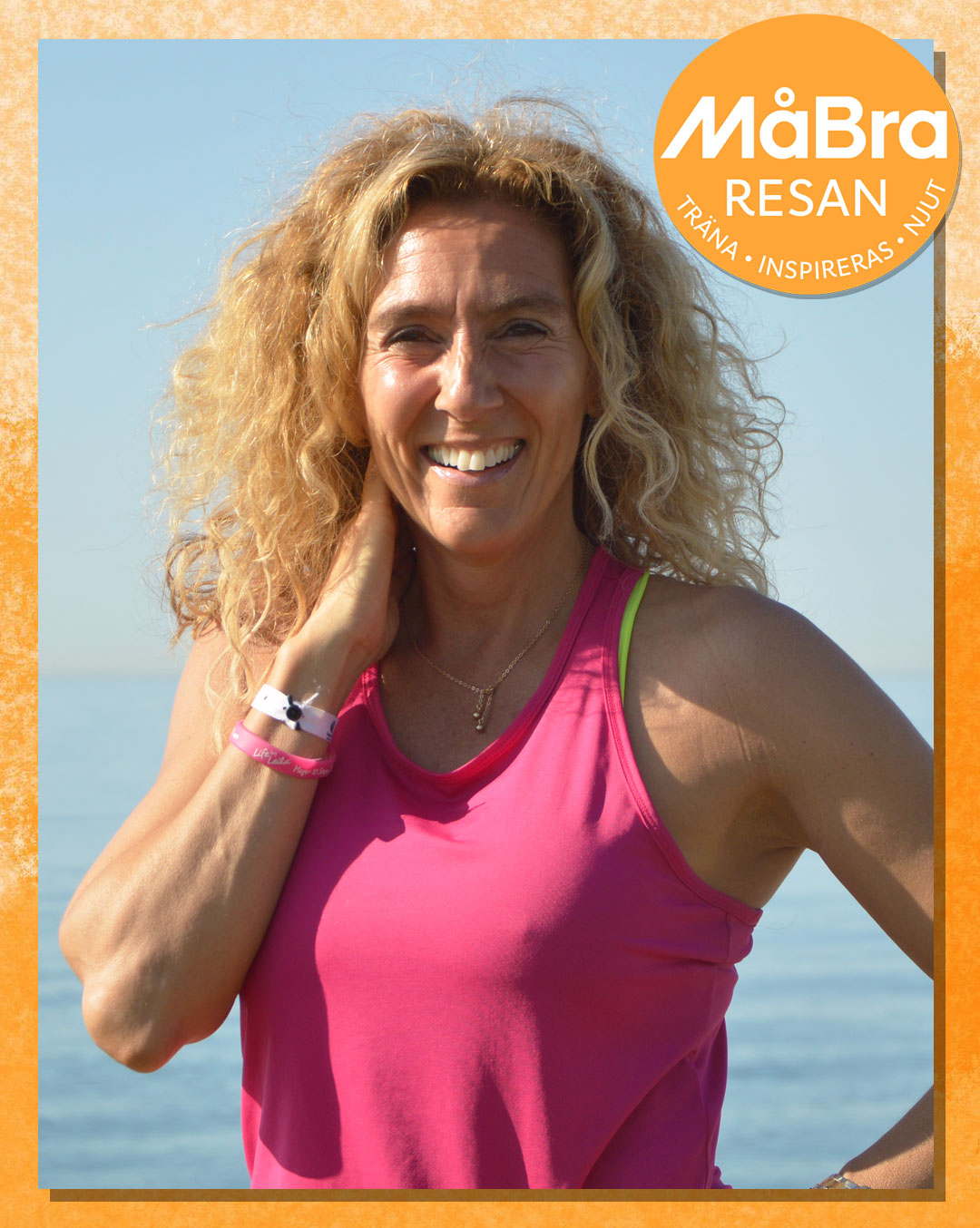 Charlotte Lundholm, yogalärare på MåBras hälsoresa i Spanien.