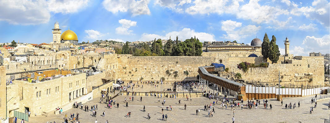 Jerusalem stad med det muslimska kvarteret på en rundresa genom Israel.