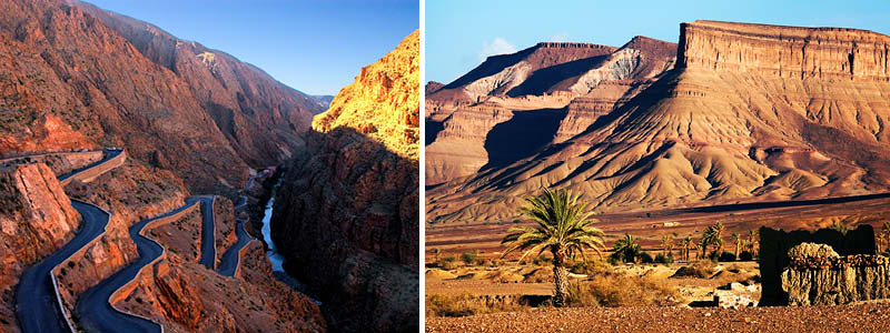 De höga Atlasbergen och Tizi-N-Tichka passet i Marocko. 
