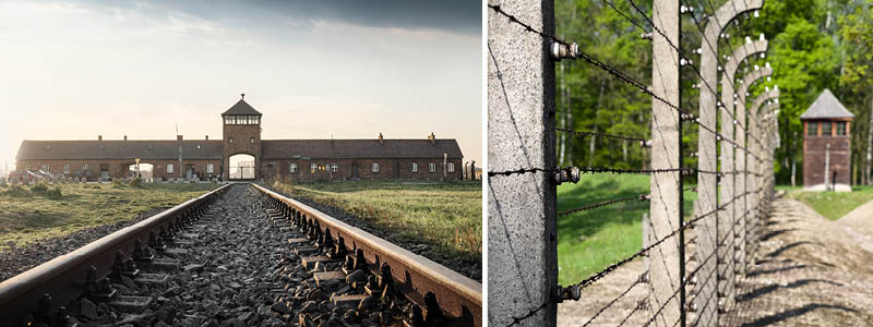 Koncentrationslägret Auschwitz och sevärdheter i Krakow, Polen.
