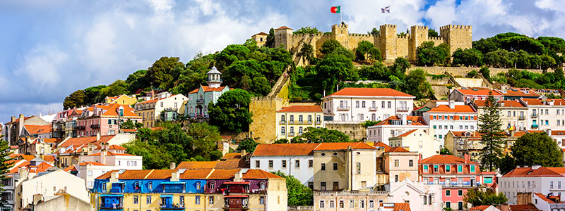 Borgen Sao Jorge på Lissabons kulle, Portugal.
