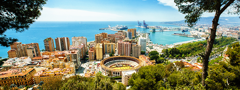 Vackra Málaga stad i Andalusien.
