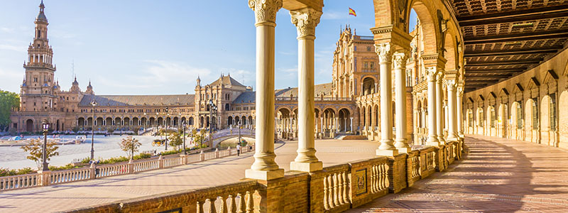 Plaza de Espana i Sevilla, Andalusien.