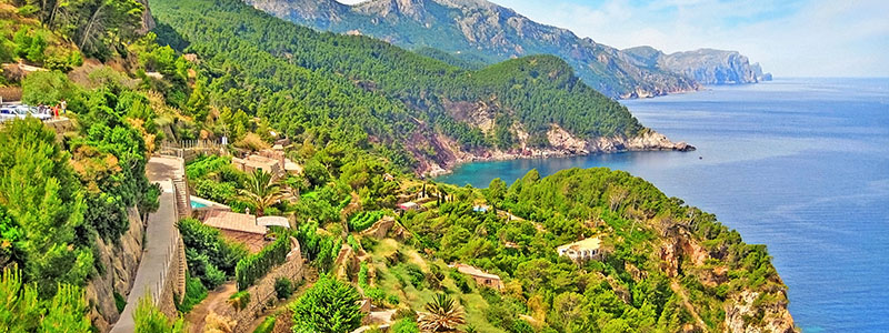 Grön natur och berg på Mallorca.