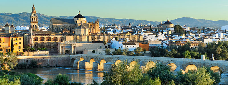 Utsikt över Cordoba vid vattnet i Spanien.
