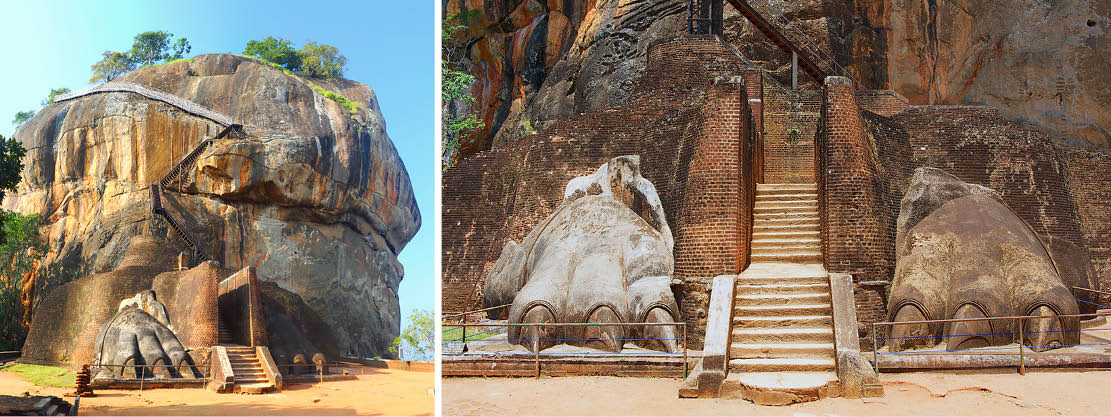 Ingången till Lions Rock, också kallat Sigiraya-berget på Sri Lanka i Asien.