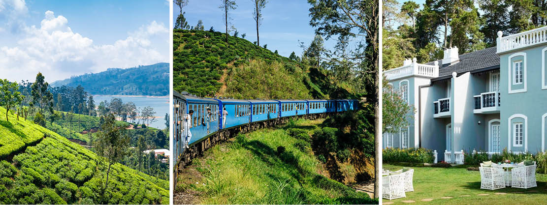 Tågresa från Kandy till Nuwara Eliya under en kulturresa på Sri Lanka samt hotellet St. Andrews.