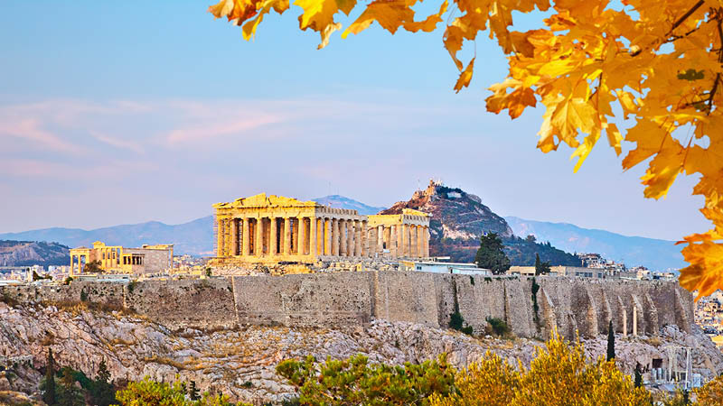 Akropolis i Athen p en resa till Grekland.