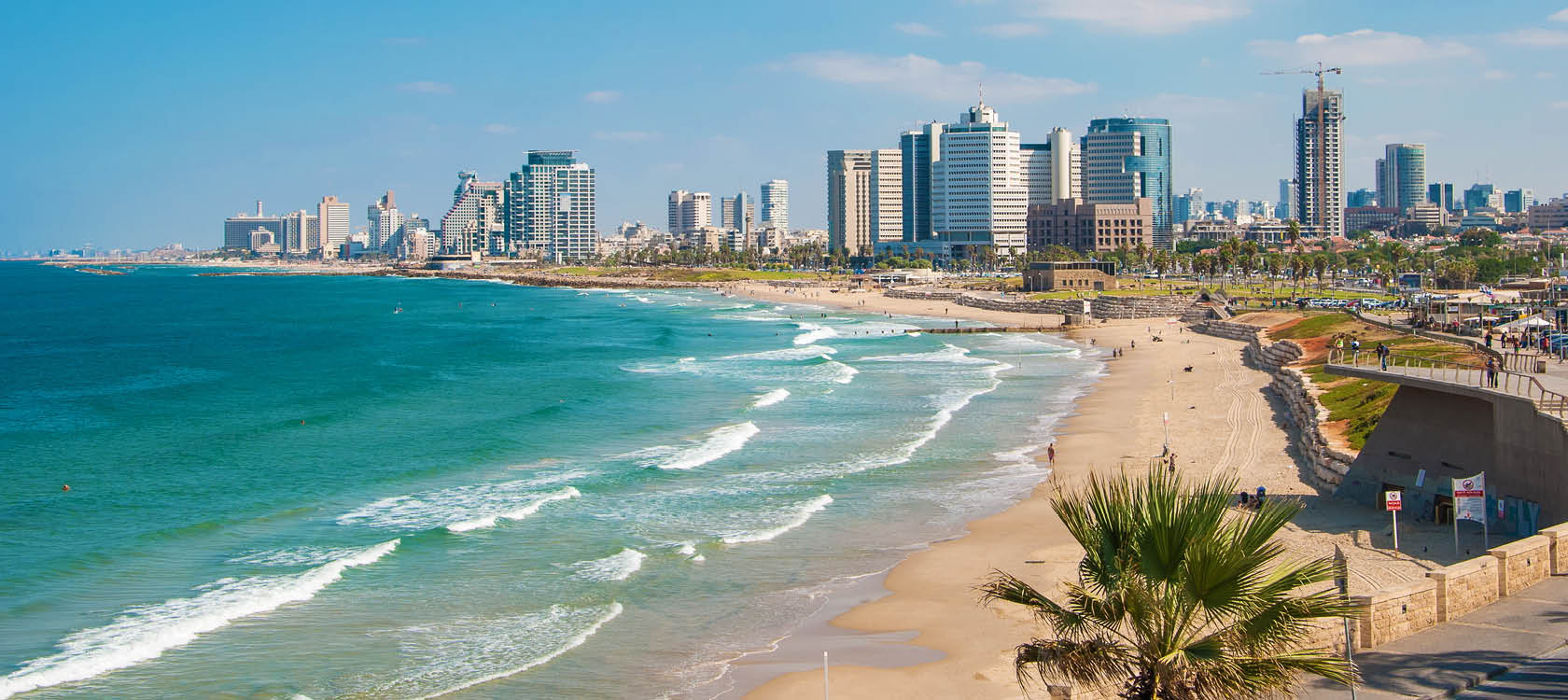 Stranden vid Tel Aviv i Israel.