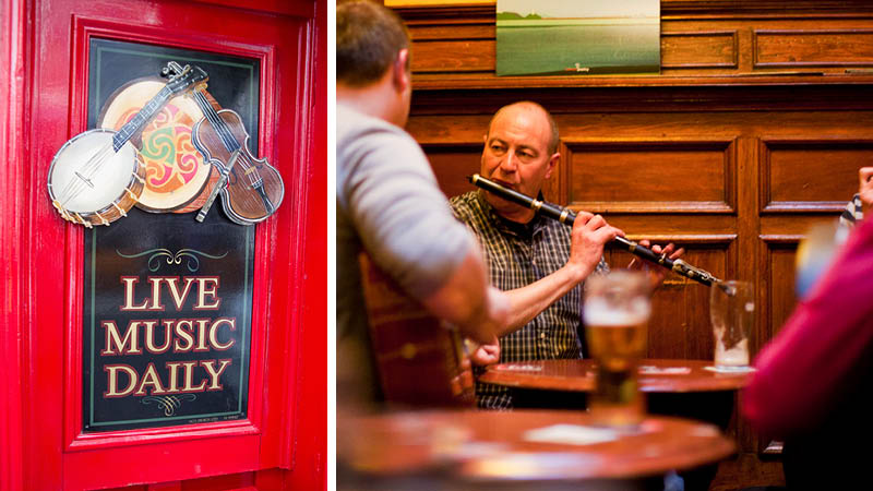 Pub och livemusik p en bar p Irland.