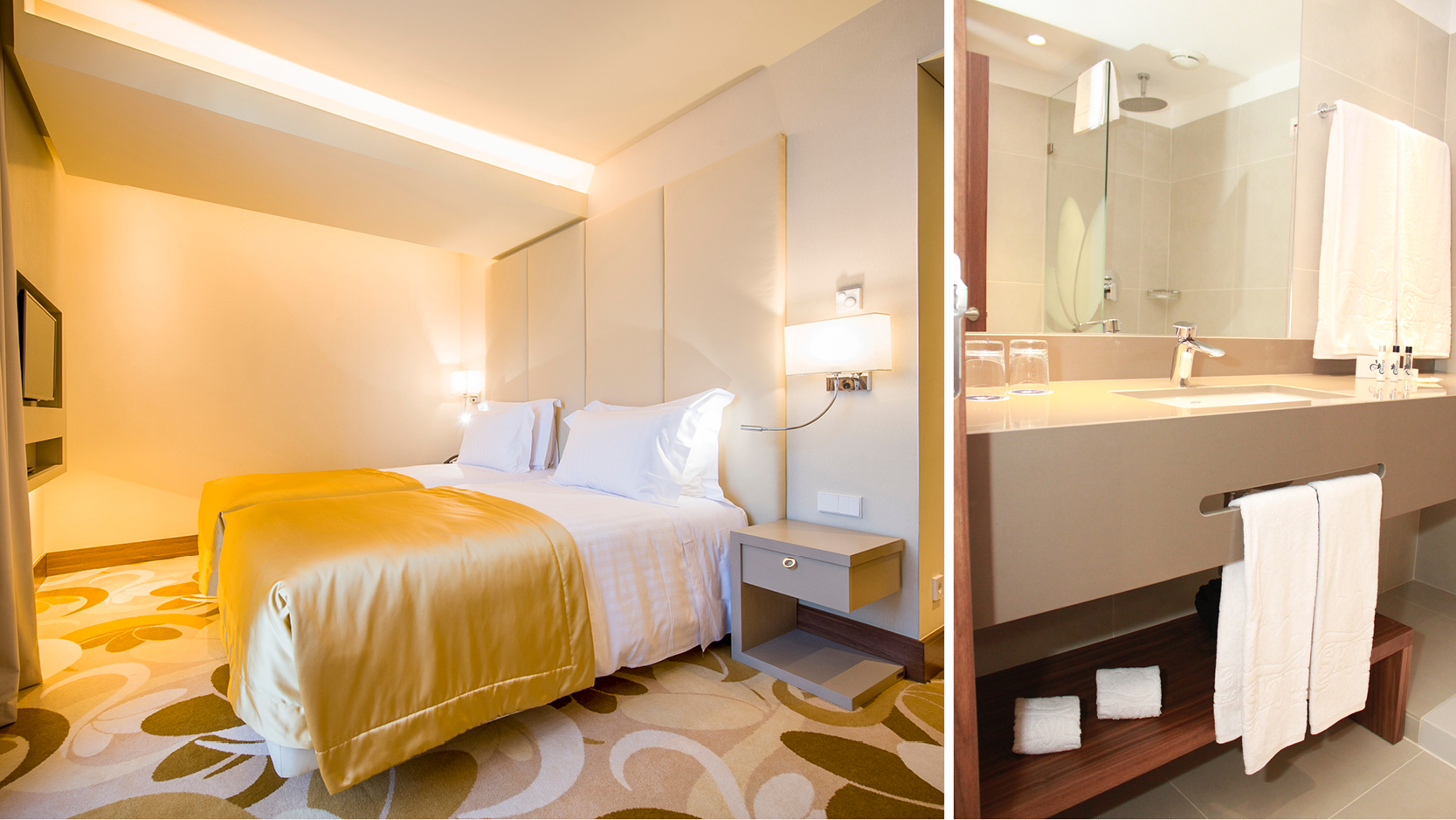 Ljusa och moderna dubbelrum med goda faciliteter p Skyna Hotel i centrala Lissabon.