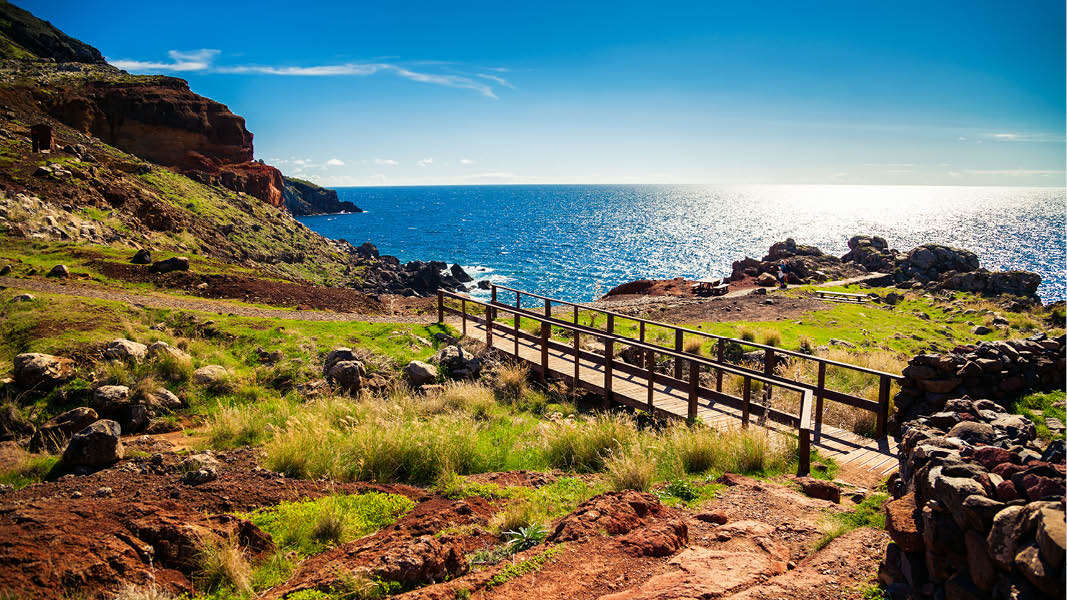 grnskande natur och vackra havsomgivningar p vandringsresa p madeira