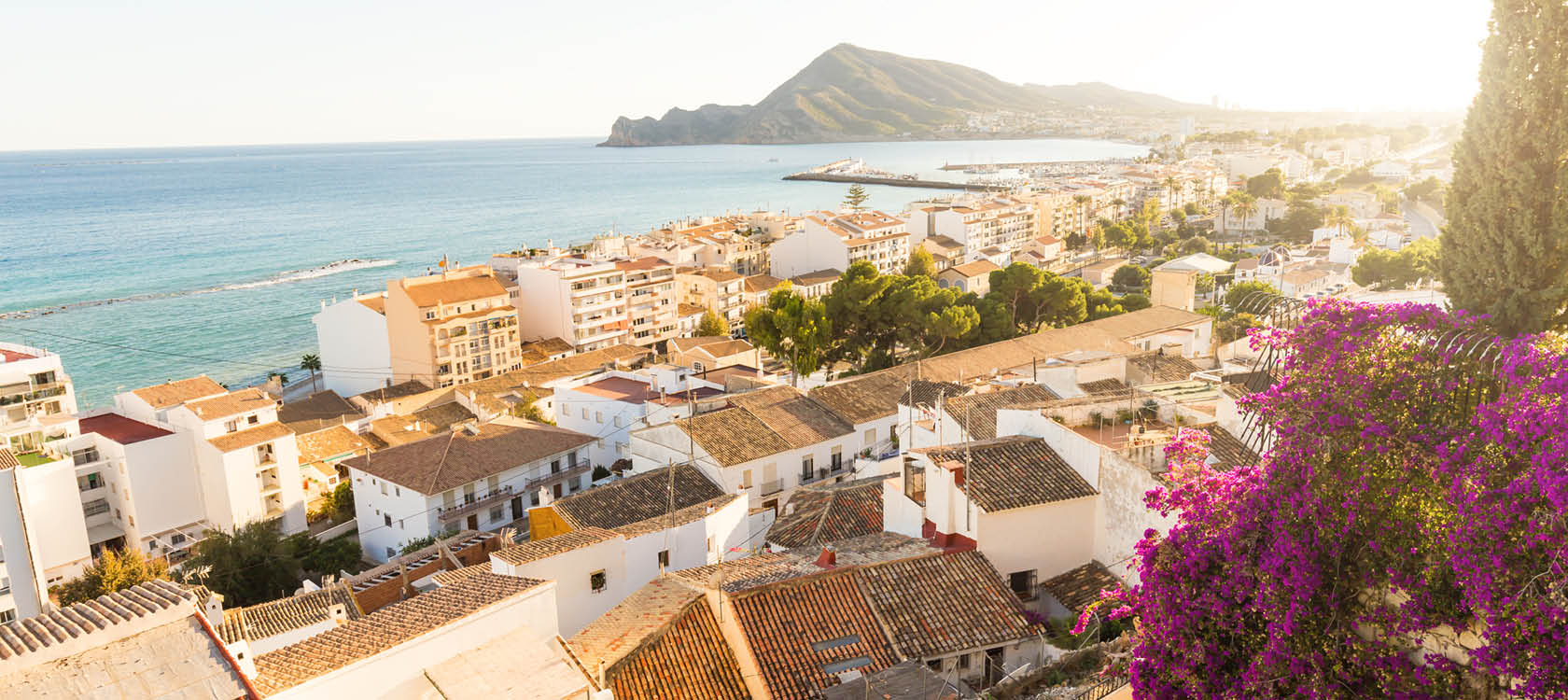 Altea i Costa Blanca, utsikt i solnedgngen.